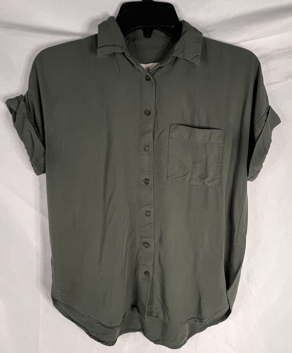 Loft Women Green Blouse Button Up Size XS